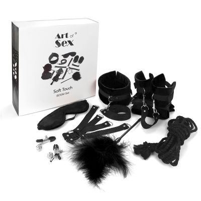Набір БДСМ Art of Sex — Soft Touch BDSM Set, 9 предметів, чорний
