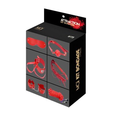 Набір MAI BDSM STARTER KIT Nº 75: батіг, кляп, наручники, маска, нашийник із повідцем, мотузка, затискачі