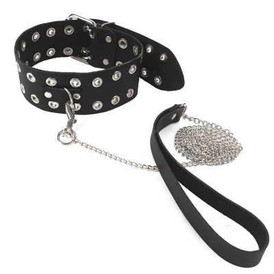 Нашийник Art of Sex — Tessa з повідцем із натуральної шкіри, колір чорний Нашийник Art of Sex — Tessa з повідцем із натуральної шкіри, колір чорний