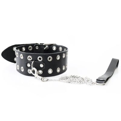Нашийник Art of Sex — Tessa з повідцем із натуральної шкіри, колір чорний Нашийник Art of Sex — Tessa з повідцем із натуральної шкіри, колір чорний