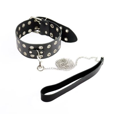 Нашийник Art of Sex — Tessa з повідцем із натуральної шкіри, колір чорний Нашийник Art of Sex — Tessa з повідцем із натуральної шкіри, колір чорний