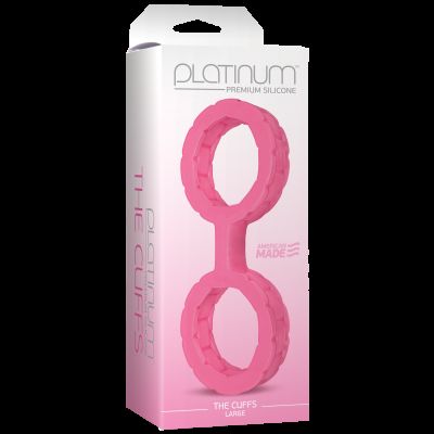 Наручники з силікону Doc Johnson The Cuffs Large — Pink, добре тягнуться, для рук і ніг