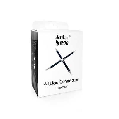 Хрестовина з натуральної шкіри Art of Sex — 4 Way Connector, чорний Хрестовина з натуральної шкіри Art of Sex — 4 Way Connector, чорний