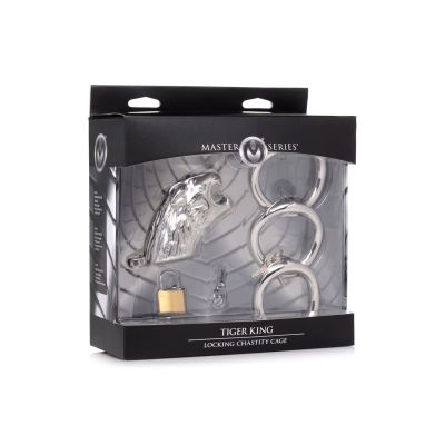 Клітка для пеніса Master Series: Tiger King Cock Cage With Lock, три кільця, замок, три ключі Клітка для пеніса Master Series: Tiger King Cock Cage With Lock, три кільця, замок, три ключі