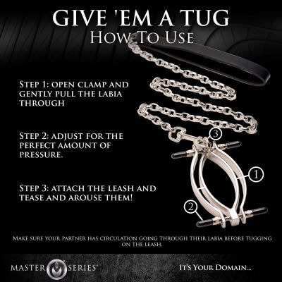 Затискач для статевих губ Master Series: Pussy Tugger Adjustable Vagina Clamp with Chain Затискач для статевих губ Master Series: Pussy Tugger Adjustable Vagina Clamp with Chain