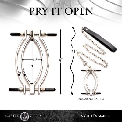Затискач для статевих губ Master Series: Pussy Tugger Adjustable Vagina Clamp with Chain Затискач для статевих губ Master Series: Pussy Tugger Adjustable Vagina Clamp with Chain