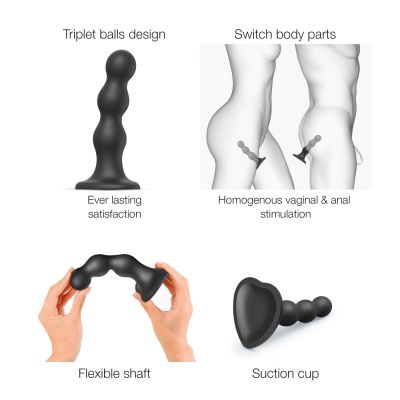 Насадка для страпона Strap-On-Me Dildo Plug Balls Black M Насадка для страпона Strap-On-Me Dildo Plug Balls Black M