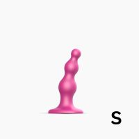 Насадка для страпона Strap-On-Me Dildo Plug Beads Framboise Metallic S Насадка для страпона Strap-On-Me Dildo Plug Beads Framboise Metallic S