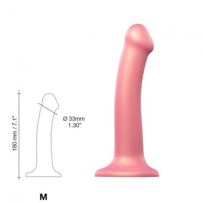 Насадка для страпону Strap-On-Me Mono Density Dildo Rose M, діам. 3,3 см, одношаровий силікон, гнучкий