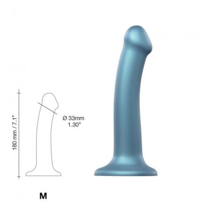 Насадка для страпону Strap-On-Me Mono Density Dildo M Blue, діам. 3,3 см, одношаровий силікон, гнучкий