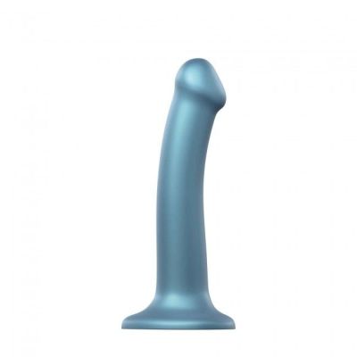 Насадка для страпону Strap-On-Me Mono Density Dildo M Blue, діам. 3,3 см, одношаровий силікон, гнучкий