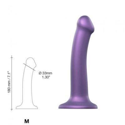 Насадка для страпону Strap-On-Me Mono Density Dildo Violet M, діам. 3,3 см, одношаровий силікон, гнучкий