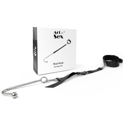 Анальний гак 2 з нашийником із натуральної шкіри Art of Sex — Anal hook, чорний Анальний гак 2 з нашийником із натуральної шкіри Art of Sex — Anal hook, чорний