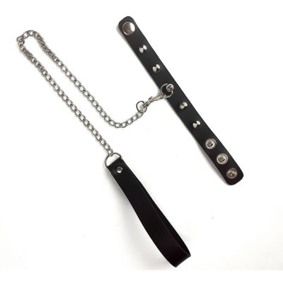 Кільце для пеніса Penis Ring із шипами та повідцем, натуральна шкіра Кільце для пеніса Penis Ring із шипами та повідцем, натуральна шкіра