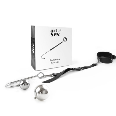 Анальний гак 4 з нашийником із натуральної шкіри Art of Sex — Anal hook, чорний Анальний гак 4 з нашийником із натуральної шкіри Art of Sex — Anal hook, чорний