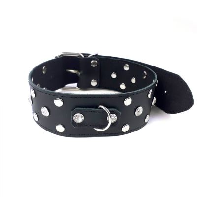 Нашийник із натуральної шкіри з заклепками та стразами Art of Sex — Jenna Collar, чорний Нашийник із натуральної шкіри з заклепками та стразами Art of Sex — Jenna Collar, чорний