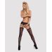 Сітчасті панчохи-стокінги з квітковим малюнком Obsessive Garter stockings S207 XL/XXL, чорні, імітація гартерів, з доступом Сітчасті панчохи-стокінги з квітковим малюнком Obsessive Garter stockings S207 XL/XXL, чорні, імітація гартерів, з доступом