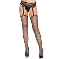 Leg Avenue Net stockings with garter belt Black O/S Leg Avenue Net stockings with garter belt Black O/S