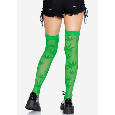 Панчохи з малюнком Leg Avenue 420 Net Thigh Highs Green
