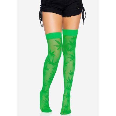 Панчохи з малюнком Leg Avenue 420 Net Thigh Highs Green