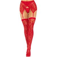 Панчохи Leg Avenue Leg Avenue Lace thigh highs & garterbelt Red One Size Панчохи Leg Avenue Leg Avenue Lace thigh highs & garterbelt Red One Size