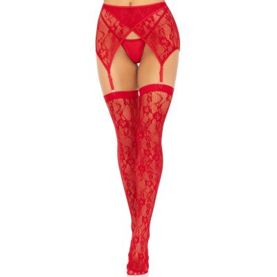 Панчохи Leg Avenue Leg Avenue Lace thigh highs & garterbelt Red One Size Панчохи Leg Avenue Leg Avenue Lace thigh highs & garterbelt Red One Size