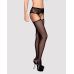 Сітчасті панчохи-стокінги з мереживним поясом Obsessive Garter stockings S307 XL/XXL, чорні, імітація гартерів, з доступом