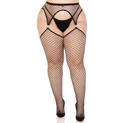 Панчохи Leg Avenue Stokings with O-ring Attached Garter Belt Black 1X/2X Панчохи Leg Avenue Stokings with O-ring Attached Garter Belt Black 1X/2X