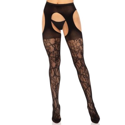 Панчохи Leg Avenue Eyelet lace suspender hose Black One Size Панчохи Leg Avenue Eyelet lace suspender hose Black One Size