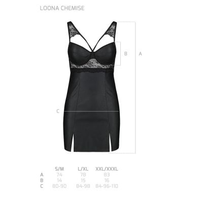 Бебі-дол з еко-шкіри та мережива Loona Chemise black L/XL - Passion Бебі-дол з еко-шкіри та мережива Loona Chemise black L/XL - Passion