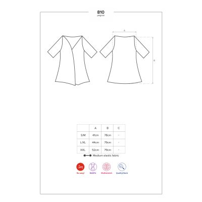 Сатиновий відкритий пеньюар на поясі Obsessive 810-PEI–1 peignoir black S/M, чорний