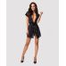 Сатиновий відкритий пеньюар на поясі Obsessive 810-PEI–1 peignoir black L/XL, чорний Сатиновий відкритий пеньюар на поясі Obsessive 810-PEI–1 peignoir black L/XL, чорний