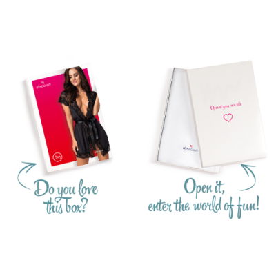 Сатиновий відкритий пеньюар на поясі Obsessive 810-PEI–1 peignoir black XXL, чорний