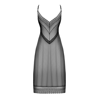 Напівпрозора довга сорочка Obsessive Estiqua chemise XS/S, чорний, асиметричний крій Напівпрозора довга сорочка Obsessive Estiqua chemise XS/S, чорний, асиметричний крій