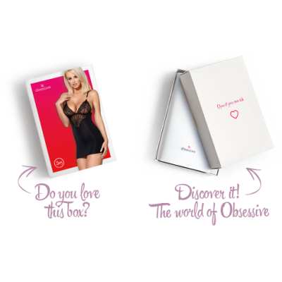 Сатиновий комплект для сну з мереживом Obsessive 828-CHE-1 chemise & thong L/XL, чорний, сорочка Сатиновий комплект для сну з мереживом Obsessive 828-CHE-1 chemise & thong L/XL, чорний, сорочка