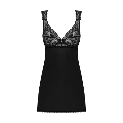 Сорочка бебі-дол з мереживом на грудях Obsessive Donna Dream babydoll XL/2XL Black, стрінги Сорочка бебі-дол з мереживом на грудях Obsessive Donna Dream babydoll XL/2XL Black, стрінги