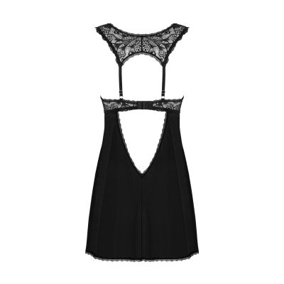 Сорочка бебі-дол з мереживом на грудях Obsessive Donna Dream babydoll XL/2XL Black, стрінги Сорочка бебі-дол з мереживом на грудях Obsessive Donna Dream babydoll XL/2XL Black, стрінги