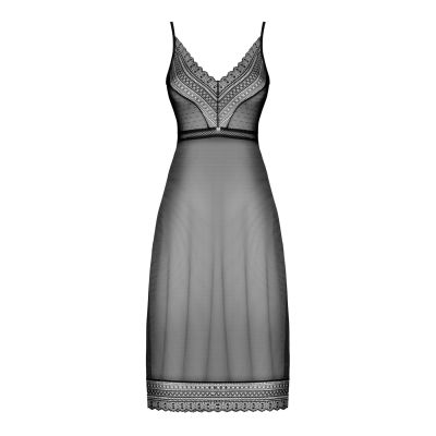 Напівпрозора довга сорочка Obsessive Estiqua chemise M/L, чорний, асиметричний крій Напівпрозора довга сорочка Obsessive Estiqua chemise M/L, чорний, асиметричний крій