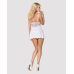 Сатиновий пеньюар із мереживом Obsessive 810-BAB-2 babydoll & thong S/M, білий, пеньюар, танга