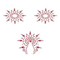 Пестиси з кристалів Petits Joujoux Gloria set of 3 — Red, прикраса на груди та вульву