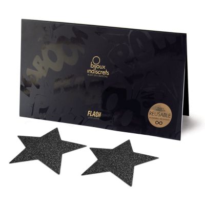 Пестиси/стикіні Bijoux Indiscrets — Flash Star Black, наліпки на соски Пестиси/стикіні Bijoux Indiscrets — Flash Star Black, наліпки на соски