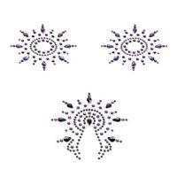 Пестиси з кристалів Petits Joujoux Gloria set of 3 — Black/Purple, прикраса на груди та вульву Пестиси з кристалів Petits Joujoux Gloria set of 3 — Black/Purple, прикраса на груди та вульву