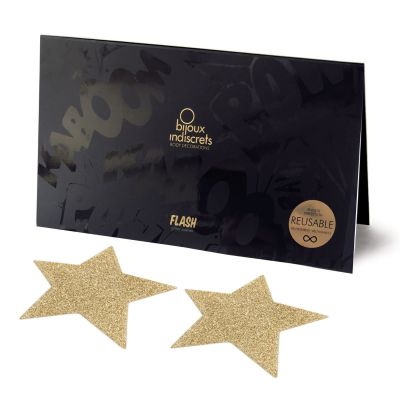 Пестиси/стикіні Bijoux Indiscrets — Flash Star Gold, наліпки на соски Пестиси/стикіні Bijoux Indiscrets — Flash Star Gold, наліпки на соски