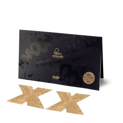 Пестиси/стикіні Bijoux Indiscrets Flash Cross Gold, наліпки на соски Пестиси/стикіні Bijoux Indiscrets Flash Cross Gold, наліпки на соски
