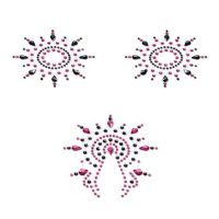 Пестиси з кристалів Petits Joujoux Gloria set of 3 — Black/Pink, прикраса на груди та вульву Пестиси з кристалів Petits Joujoux Gloria set of 3 — Black/Pink, прикраса на груди та вульву
