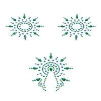 Пестиси з кристалів Petits Joujoux Gloria set of 3 — Green/Blue, прикраса на груди та вульву