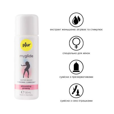 Збуджувальна змазка на водній основі pjur my glide (30 мл) з женьшенем, зігріває