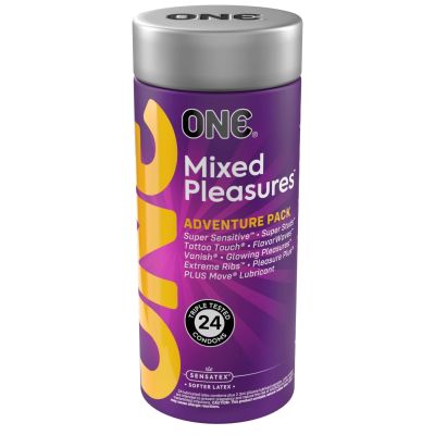Презервативи ONE Mixed Pleasures, 24 шт., подарункове паковання-тюб