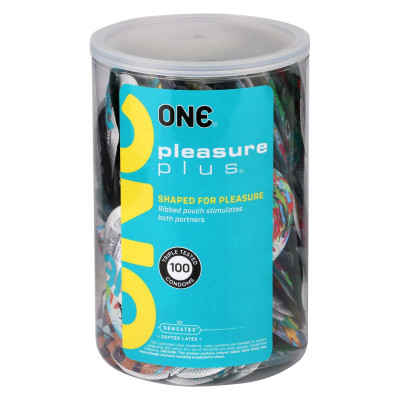 Набір презервативів ONE Pleasure Plus, 100 шт., мегапак-тюб