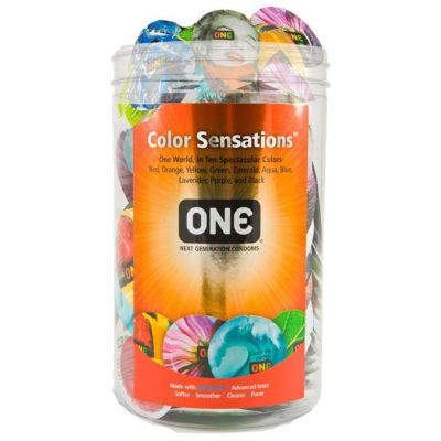 Набір презервативів ONE Color Sensations, 100 шт., мегапак-тюб Набір презервативів ONE Color Sensations, 100 шт., мегапак-тюб